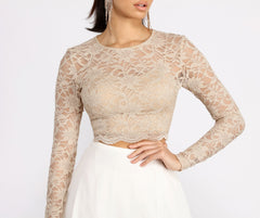 Baylee Scallop Glitter Lace Two Piece Chiffon Dress Oshnow