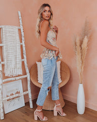 Beaufort Floral Eyelet Peplum Tank Oshnow