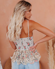 Beaufort Floral Eyelet Peplum Tank Oshnow