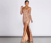 Becca Formal High Slit Sequin Dress Oshnow