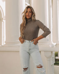 Behind The Scenes Cropped Turtleneck Knit Top - Pewter Oshnow