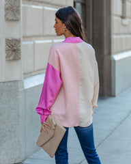 Belden Colorblock Button Down Top - Pink Multi Oshnow