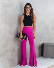 Bella Split Hem Pants - Magenta