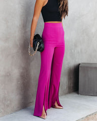 Bella Split Hem Pants - Magenta