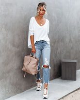 Between Us Thermal Knit Top - White Oshnow