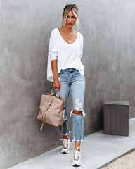 Between Us Thermal Knit Top - White Oshnow