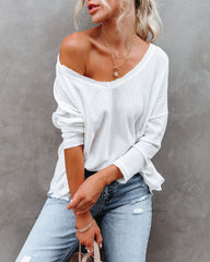 Between Us Thermal Knit Top - White Oshnow
