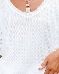 Between Us Thermal Knit Top - White Oshnow
