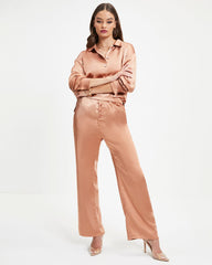 Between The Sheets Satin Pocketed Pants - Dusty Copper