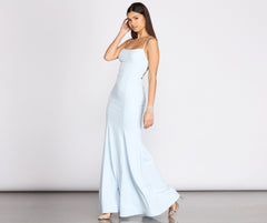 Billie Crepe Lace Up Mermaid Gown Oshnow