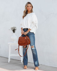 Bisso Cotton Blend Long Sleeve Ruffle Top Oshnow