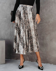 Bittersweet Revenge Snake Pleated Slit Midi Skirt