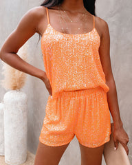 Blaze Sequin Cami Tank - Orange Oshnow
