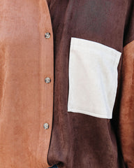 Blithe Faux Suede Colorblock Button Down Top Oshnow