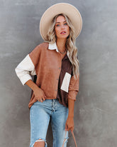 Blithe Faux Suede Colorblock Button Down Top Oshnow