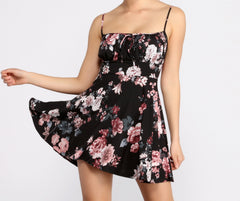 Blossom And Bloom Square Neck Skater Dress Oshnow