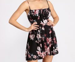 Blossom And Bloom Square Neck Skater Dress Oshnow