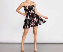 Blossom And Bloom Square Neck Skater Dress Oshnow