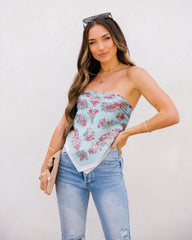 Blossom Satin Versatile Scarf - Blue Oshnow