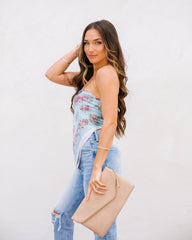 Blossom Satin Versatile Scarf - Blue Oshnow