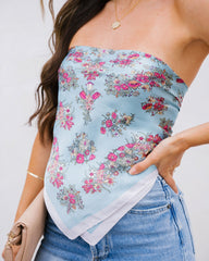 Blossom Satin Versatile Scarf - Blue Oshnow