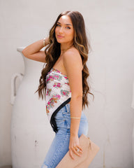 Blossom Satin Versatile Scarf - Ivory Oshnow