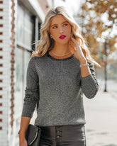 Blur Of Fun Rhinestone Long Sleeve Knit Top - Black Oshnow