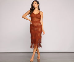 Boho-Chic Crochet Midi Dress Oshnow