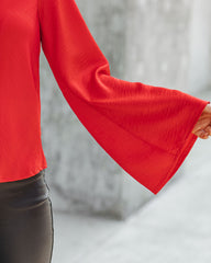 Booked Solid Satin Cowl Neck Blouse - Red Oshnow