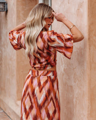 Bowan Printed Tie Front Crop Top Oshnow