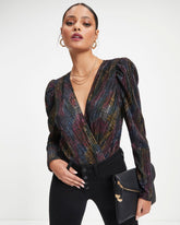 Brandee Metallic Plisse Bodysuit