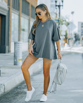 Brandon Cotton Oversized Tee - Charcoal Oshnow