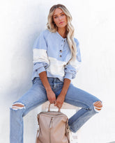 Brannon Cotton Colorblock Henley Top - Baby Blue Combo Oshnow