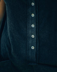 Breezy Pocketed Button Down Knit Top - Black Oshnow