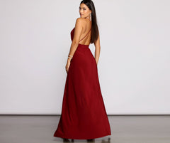 Brie Double Slit A-Line Formal Dress Oshnow