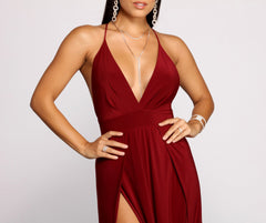 Brie Double Slit A-Line Formal Dress Oshnow