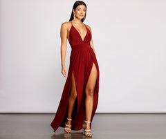 Brie Double Slit A-Line Formal Dress Oshnow