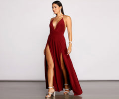 Brie Double Slit A-Line Formal Dress Oshnow