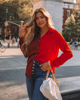 Bryant Colorblock Button Down Blouse Oshnow