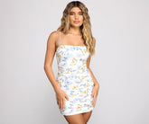 Butterfly Charm Ruched Mini Dress Oshnow