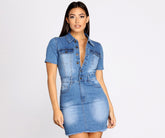 Button Up In Denim Frayed Dress Oshnow