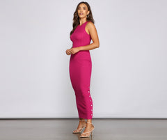 Button Up In Style Midi Dress Oshnow