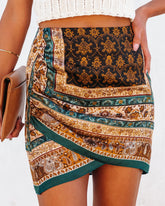 Cairo Printed Mini Skirt - Teal