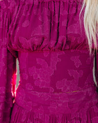 Cambry Textured Off The Shoulder Blouse - Magenta Oshnow