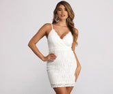Cameron Formal Glitter and Lace Mini Dress Oshnow