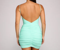 Can't Live Without Glam Ruched Mini Dress Oshnow