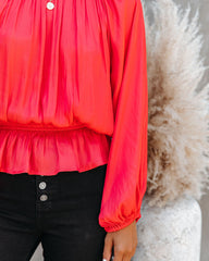 Cappa Satin Peplum Blouse - Coral Oshnow
