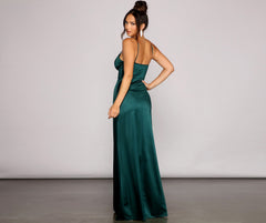 Carmen High-Slit Satin Formal Dress Oshnow