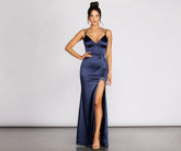 Caroline Formal Satin Rhinestone Dress Oshnow