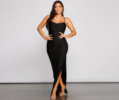 Cassandra Cowl Neck Ruched Formal Dress Oshnow
